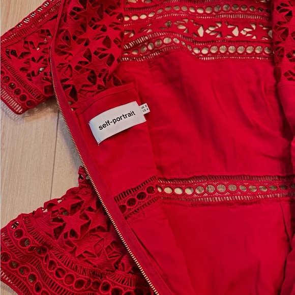 HIGH NECK STAR LACE PANELLED DRESS By Self-portrait - Picture 9 of 10